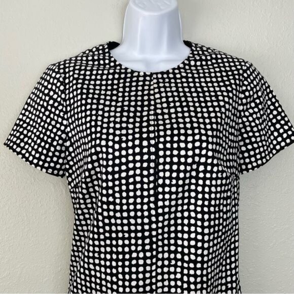 Carlisle black white polka dot front pocket shift dress 0 - Picture 3 of 13